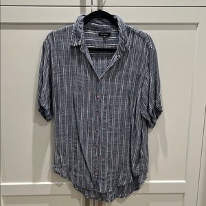 Casual Striped Button-Up Blouse